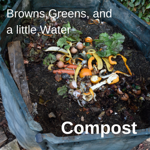 What is compost? Browns, Greens, and a little Water.